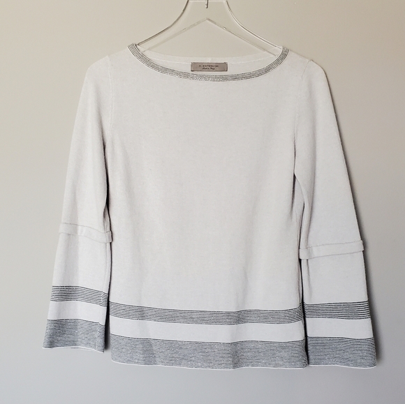 D. Exterior Cashmere Retro Striped Bell Sleeve - Picture 5 of 7